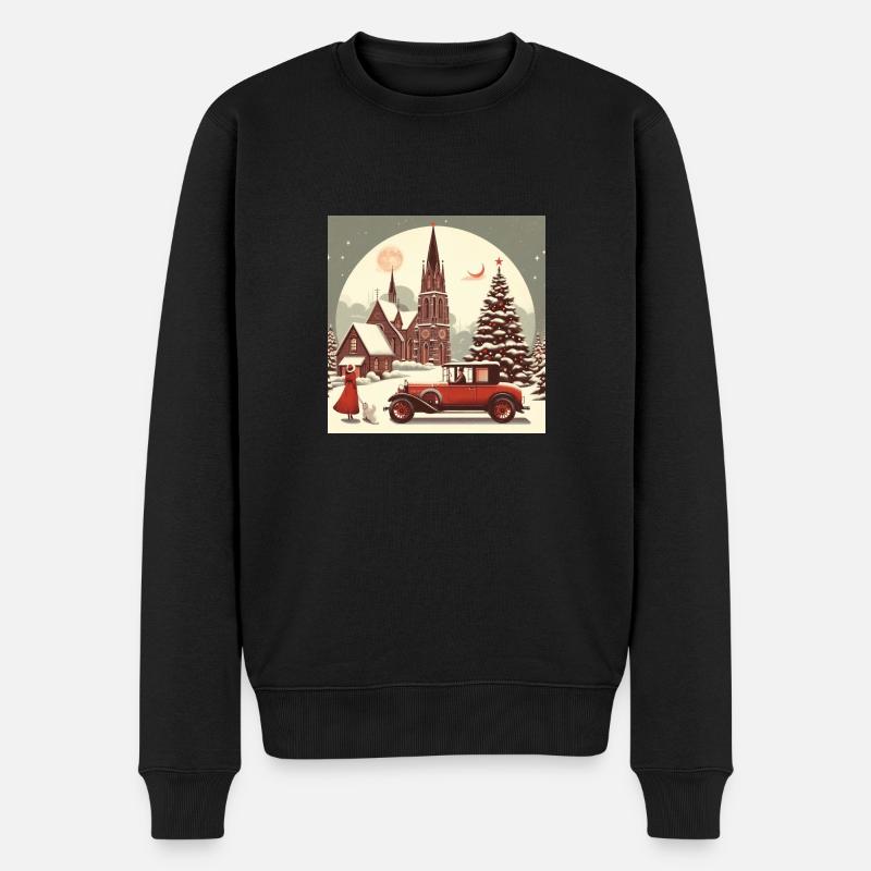 Kirche im Winter - Männer Premium Bio Pullover - Schwarz