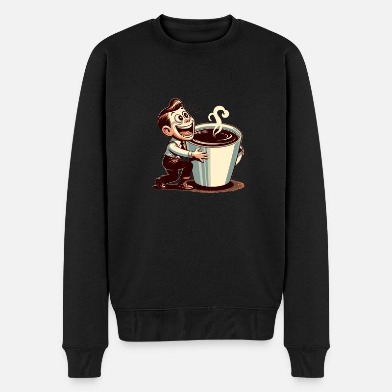 a giant coffee cup - Männer Premium Bio Pullover - Schwarz