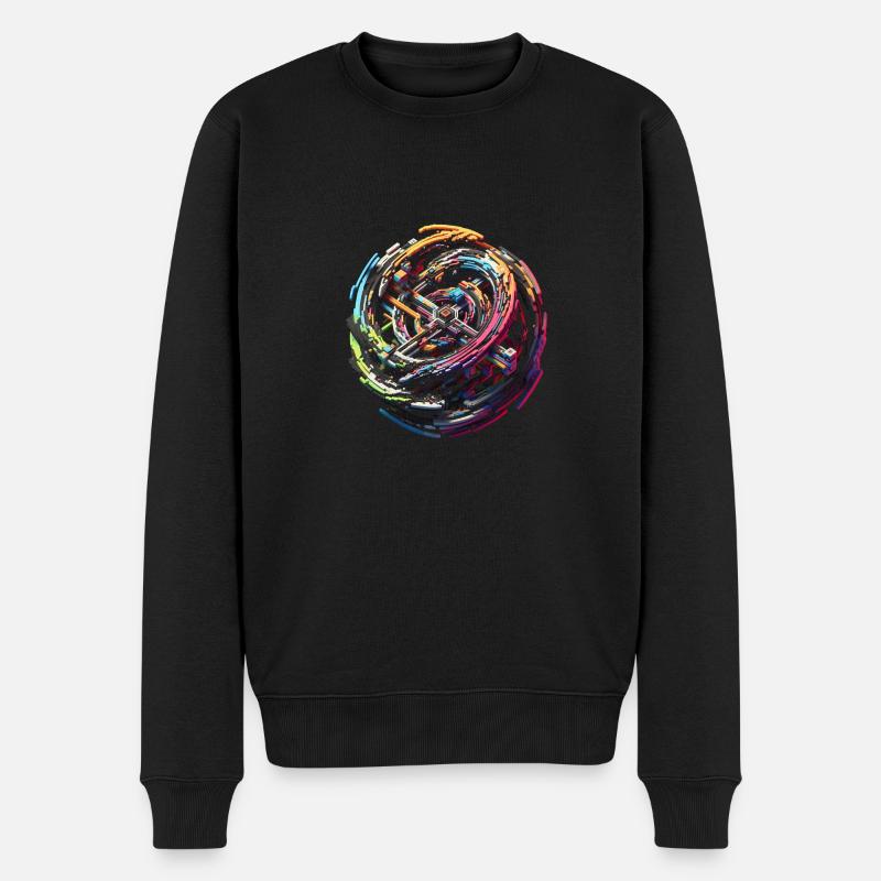 Voxel Infinity Labyrinth - Männer Premium Bio Pullover - Schwarz