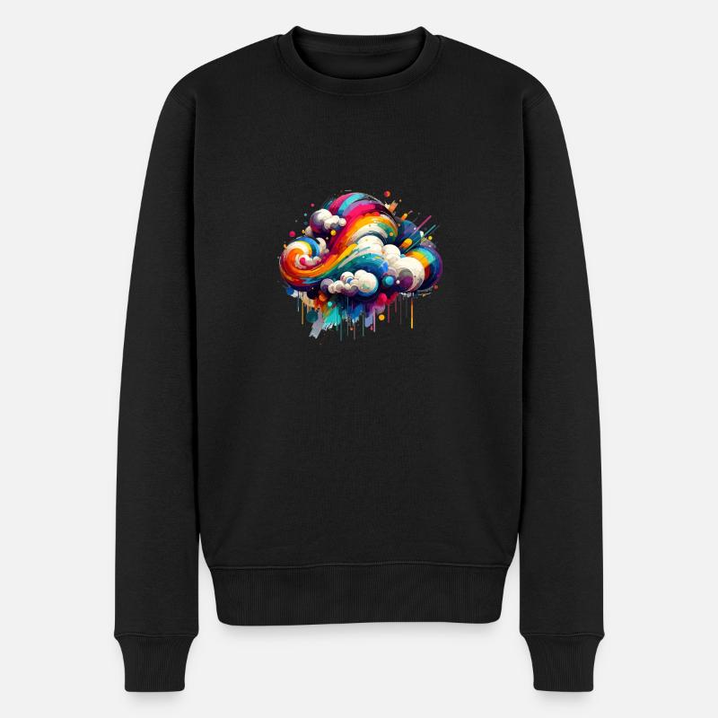 Bunte farbenfrohe Wolke - Männer Premium Bio Pullover - Schwarz