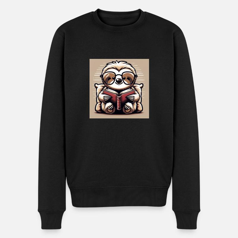 Bücherwurm - Männer Premium Bio Pullover - Schwarz