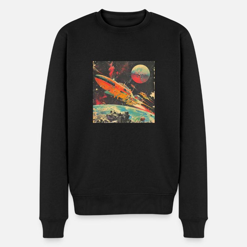 Spaceship - Männer Premium Bio Pullover - Schwarz