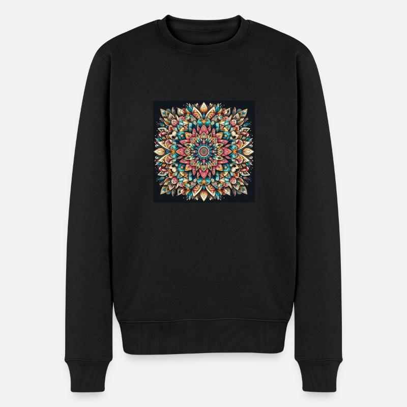 Mandala Yoga Design - Männer Premium Bio Pullover - Schwarz