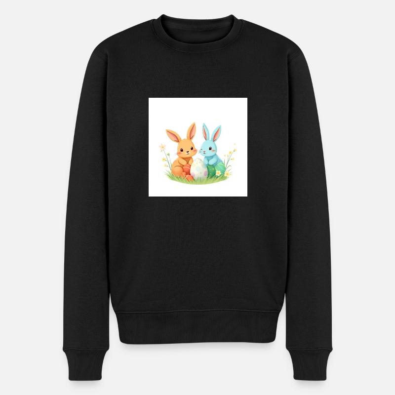 Osterhase im Glücksrausch - Männer Premium Bio Pullover - Schwarz
