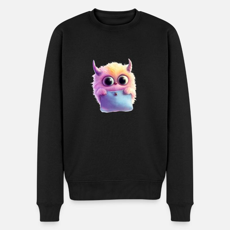 Fluffy Monster - Männer Premium Bio Pullover - Schwarz