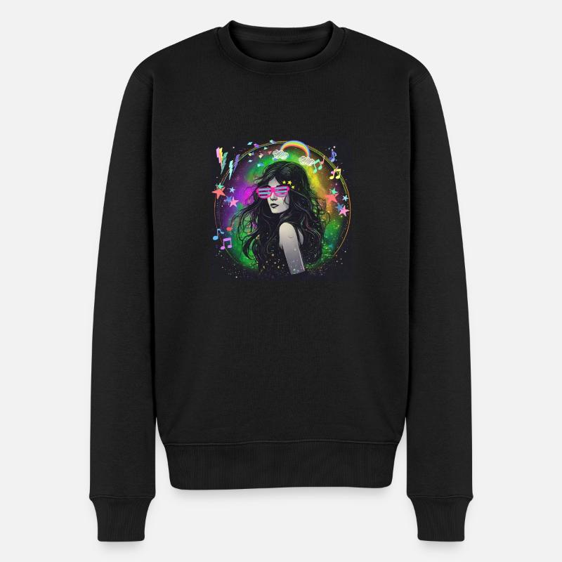 retro, 90's,90er,vibes, neon,Sterne,Kostüm - Männer Premium Bio Pullover - Schwarz