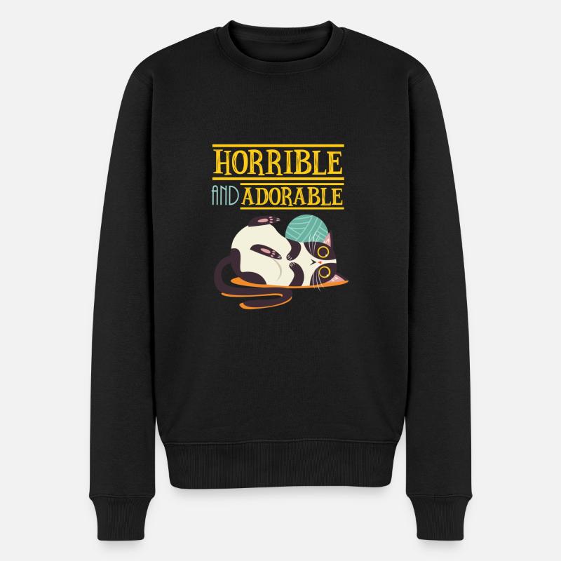 Katze cat adorable cats Katzen kittens - Männer Premium Bio Pullover - Schwarz