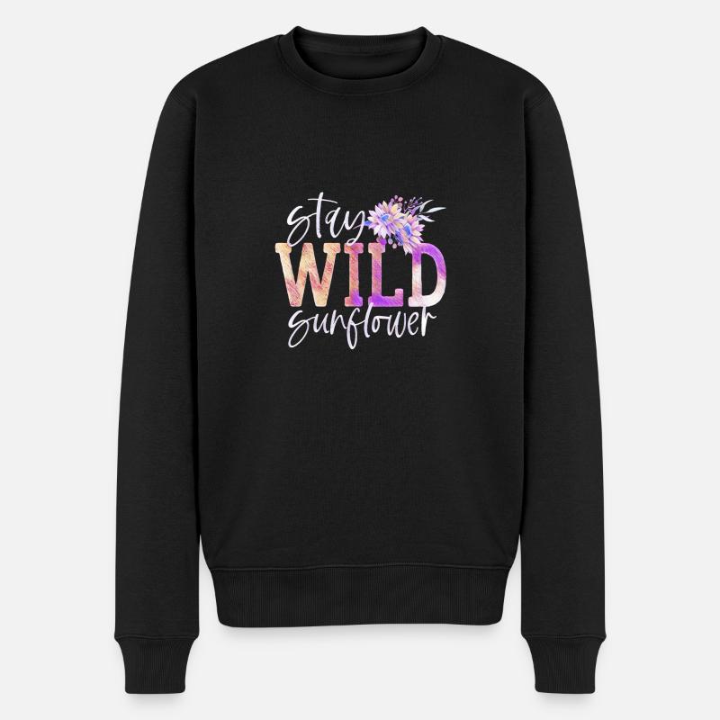Stay Wild sunflower - Männer Premium Bio Pullover - Schwarz