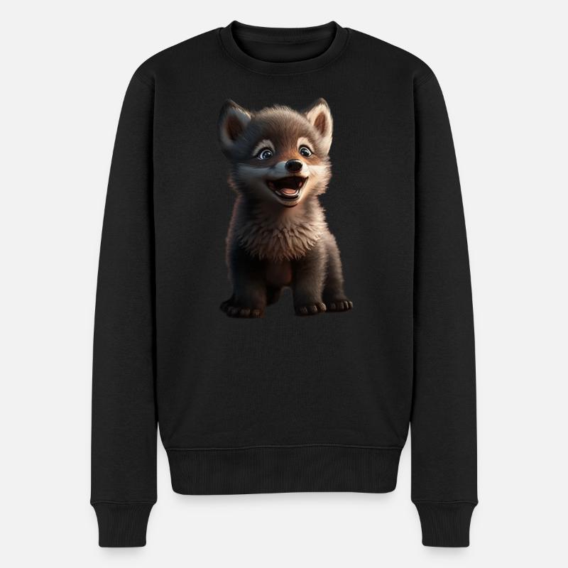 Loup Doux mignon - Pull Premium bio Homme - noir