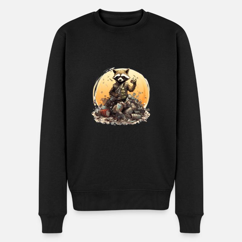 Raccoon in a fighting stance - Männer Premium Bio Pullover - Schwarz