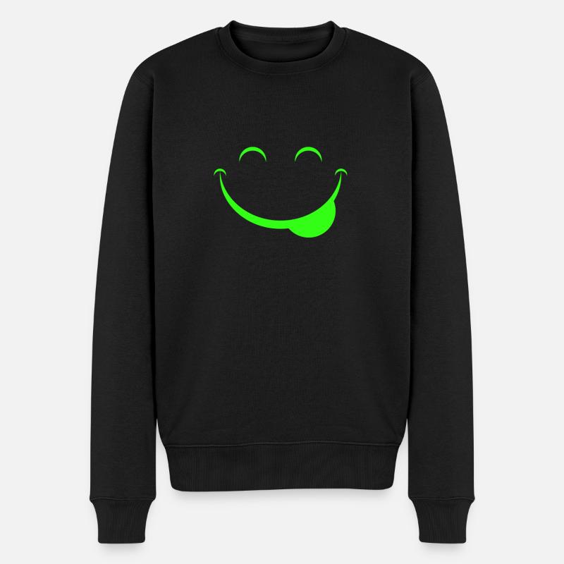 Lustiges Gesicht - Männer Premium Bio Pullover - Schwarz