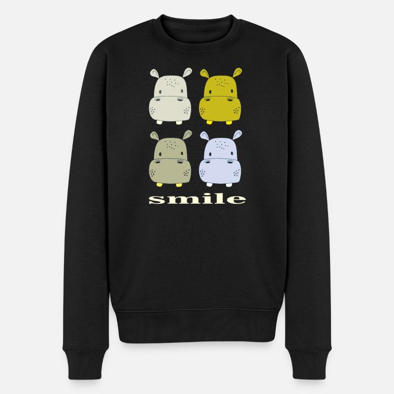 nilpferd smile - Männer Premium Bio Pullover - Schwarz