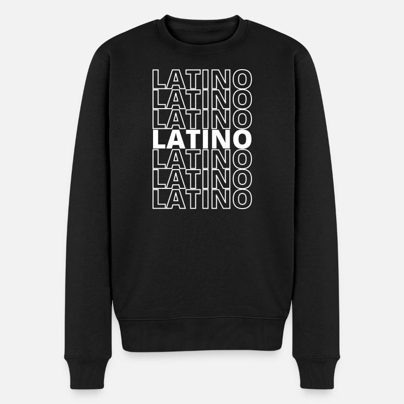 Fette lateinische Schwarz-Weiß-Typografie - Männer Premium Bio Pullover - Schwarz