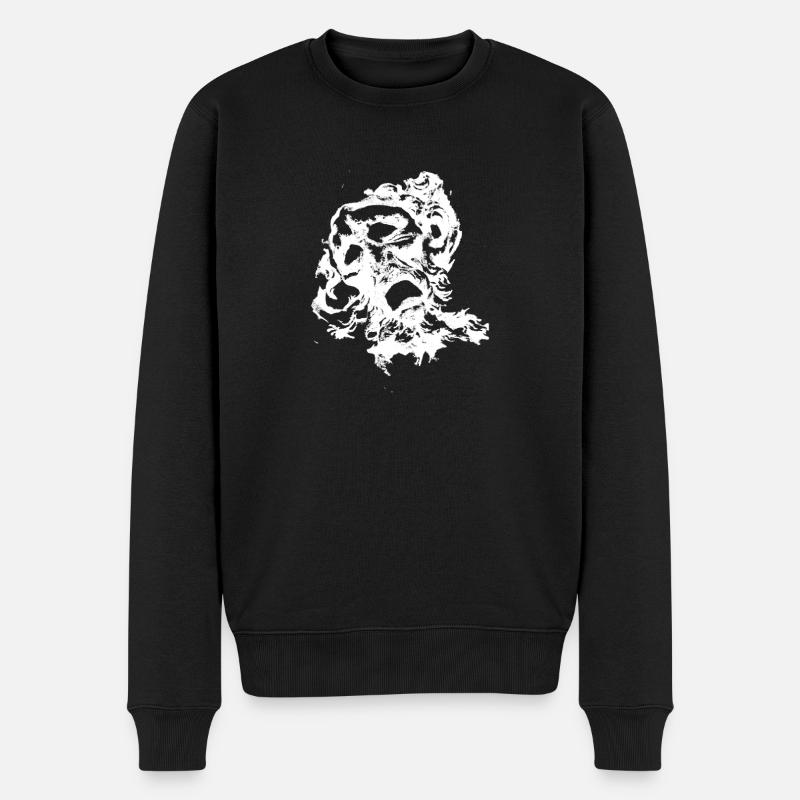 Gesicht weiß - Männer Premium Bio Pullover - Schwarz