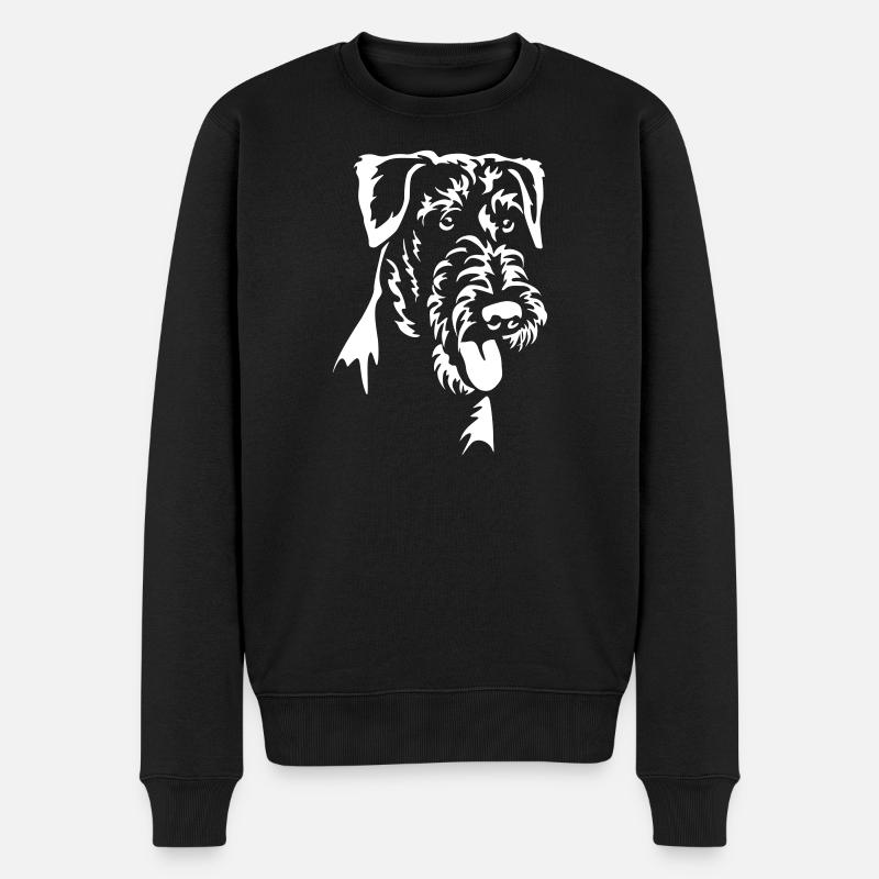 Airedale Terrier Kopf "Black Edition" - Männer Premium Bio Pullover - Schwarz