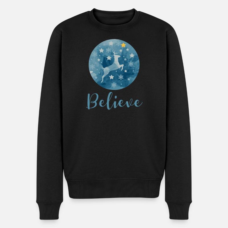 Glauben Sie an Weihnachten - Männer Premium Bio Pullover - Schwarz