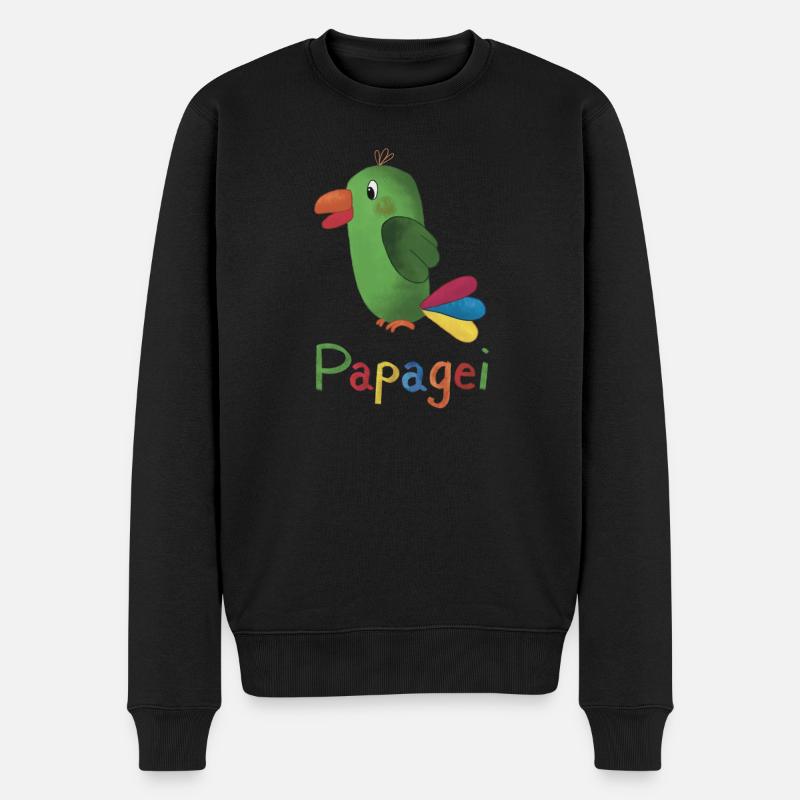 Papagei – Buntes Tiermotiv 🦜🌈 - Männer Premium Bio Pullover - Schwarz