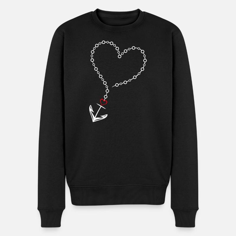 Herz mit Anker - Männer Premium Bio Pullover - Schwarz