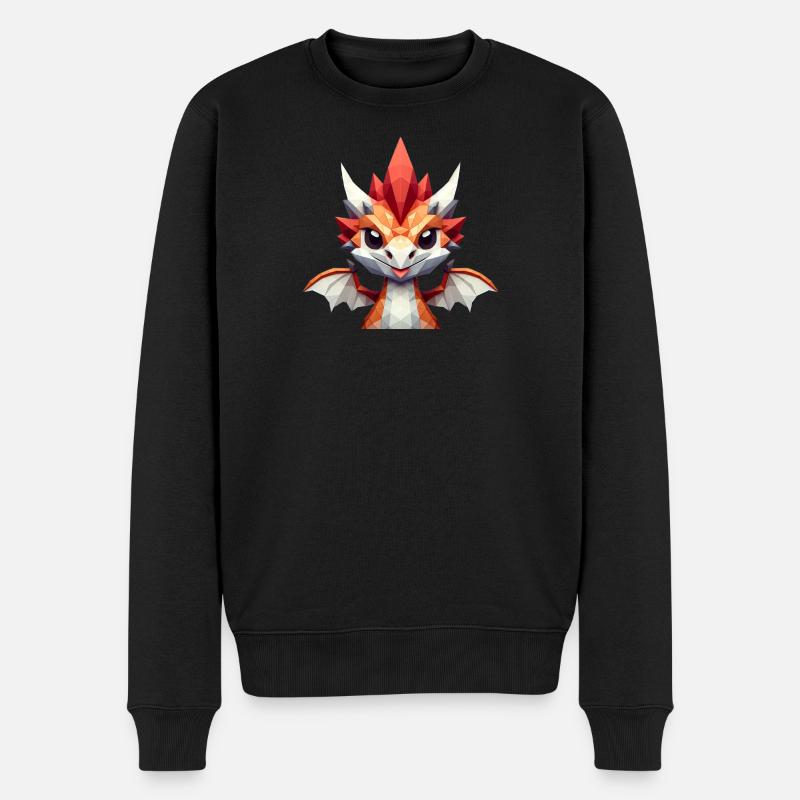Ein kleiner Drache im Polygon-Stil - Männer Premium Bio Pullover - Schwarz