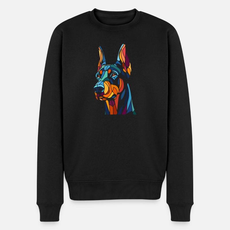 Tête de chien doberman - Pull Premium bio Homme - noir
