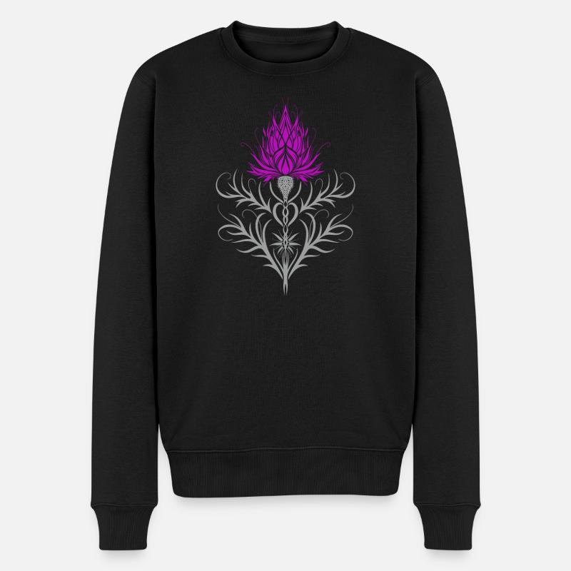 Distel Tattoo Scottish Thistle Botanical Art - Männer Premium Bio Pullover - Schwarz