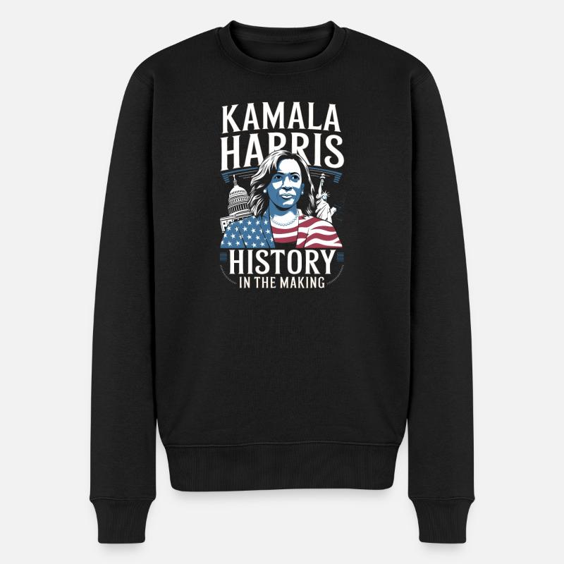 Kamala Harris wird Geschichte schreiben - Männer Premium Bio Pullover - Schwarz