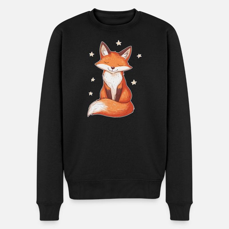 Fuchs und Sterne - Männer Premium Bio Pullover - Schwarz