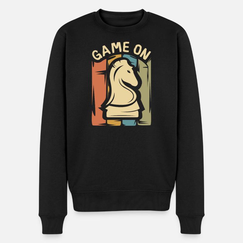 Game On Schach Design – Retro Springer - Männer Premium Bio Pullover - Schwarz