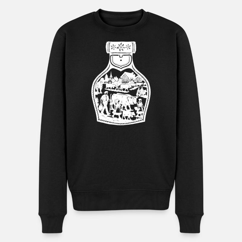 Alpabfahrt white - Männer Premium Bio Pullover - Schwarz