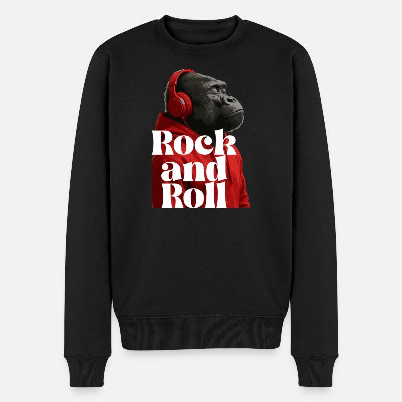 Gorilla mit Kopfhörern Rock T-Shirt - Männer Premium Bio Pullover - Schwarz