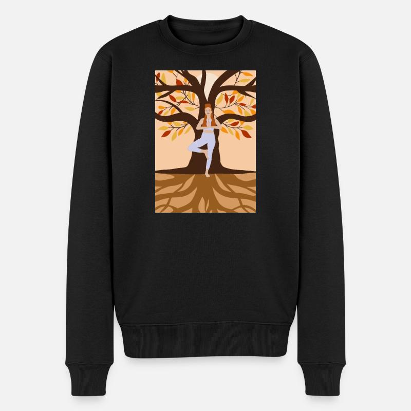 Yoga Lifestyle – Posture de l’Arbre, équilibre - Pull Premium bio Homme - noir