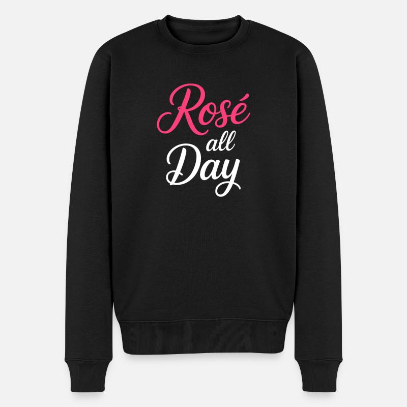 Rosé All Day Rosa - Männer Premium Bio Pullover - Schwarz