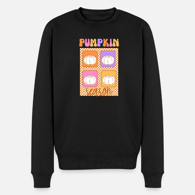 🎃 Pumpkin Season – Retro Style 🍂 - Männer Premium Bio Pullover - Schwarz