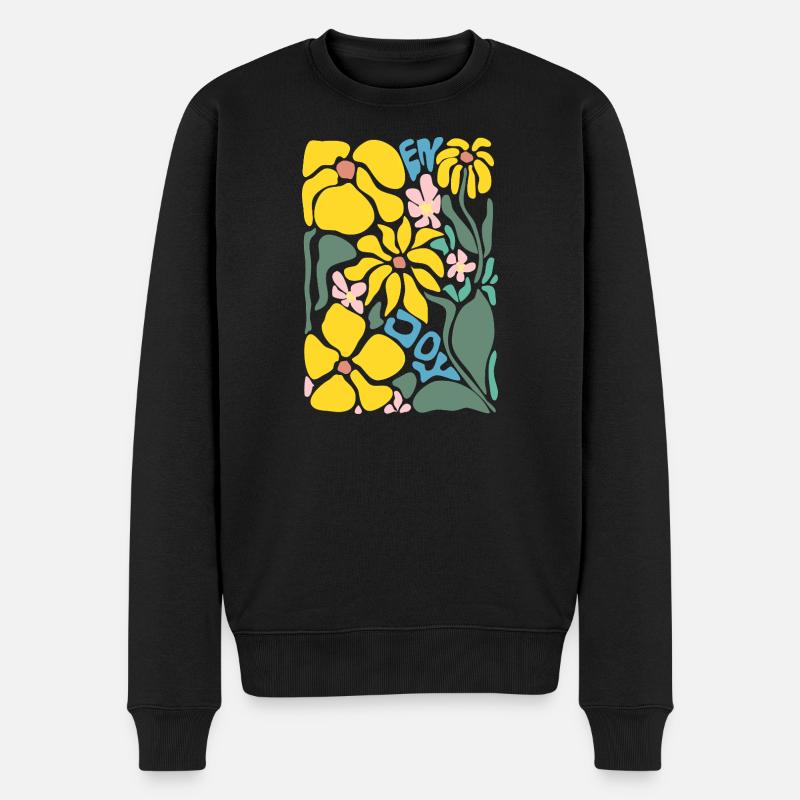 Gute Laune Blumen - gelb - Männer Premium Bio Pullover - Schwarz