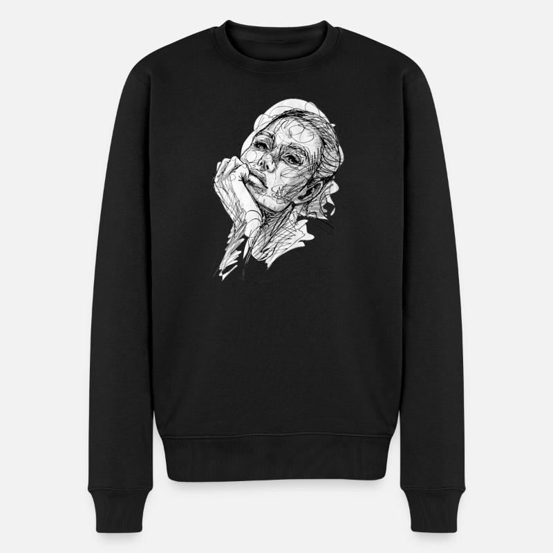 dessin carographique noir et blanc alésé - Pull Premium bio Homme - noir