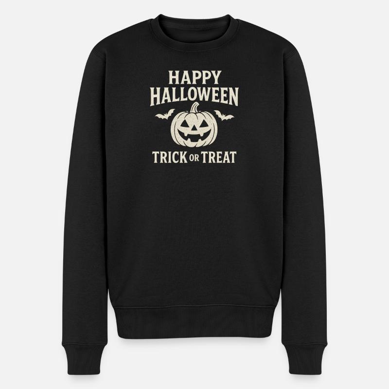 Halloween Pumpkin Trick or Treat - Männer Premium Bio Pullover - Schwarz