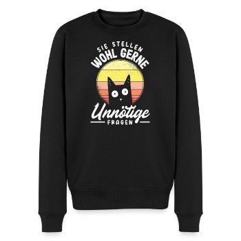 Sie stellen wohl gerne unnötige Fragen - Männer Premium Bio Pullover - Schwarz - Vorne - Nico (187cm)