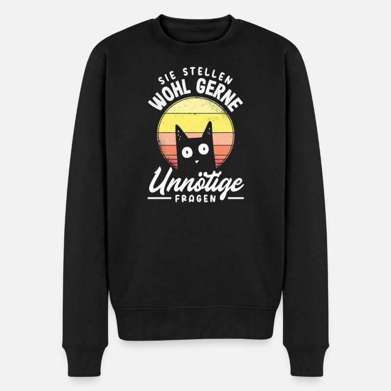 Sie stellen wohl gerne unnötige Fragen - Männer Premium Bio Pullover - Schwarz