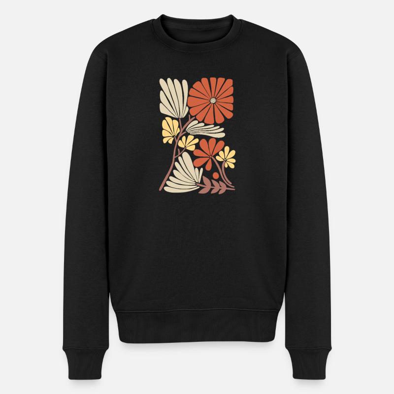 Boho Blumen Muster - Männer Premium Bio Pullover - Schwarz