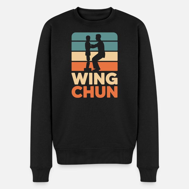 Wing Chun Retro-Silhouette - Männer Premium Bio Pullover - Schwarz