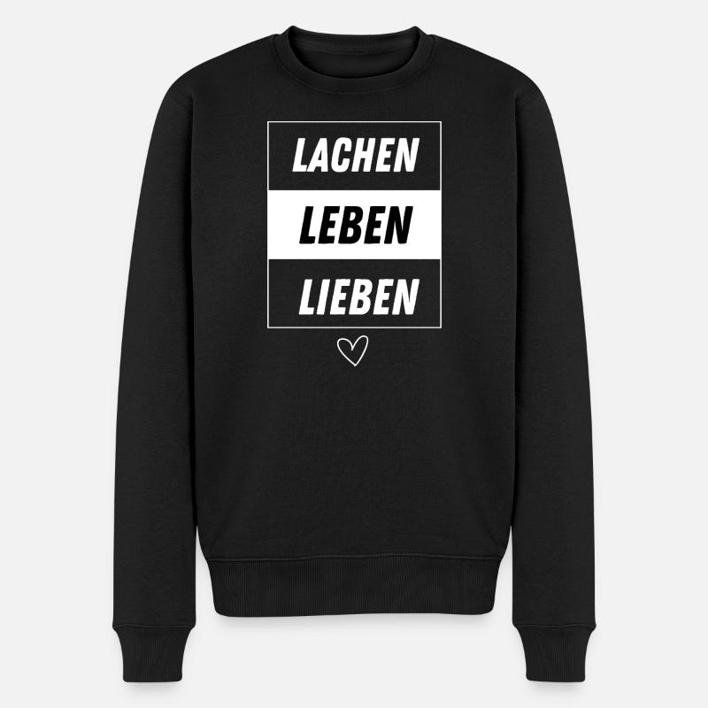 Rire, vivre, aimer – design positif - Pull Premium bio Homme - noir