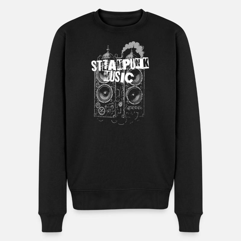Steampunk-Musiklautsprecher - Männer Premium Bio Pullover - Schwarz