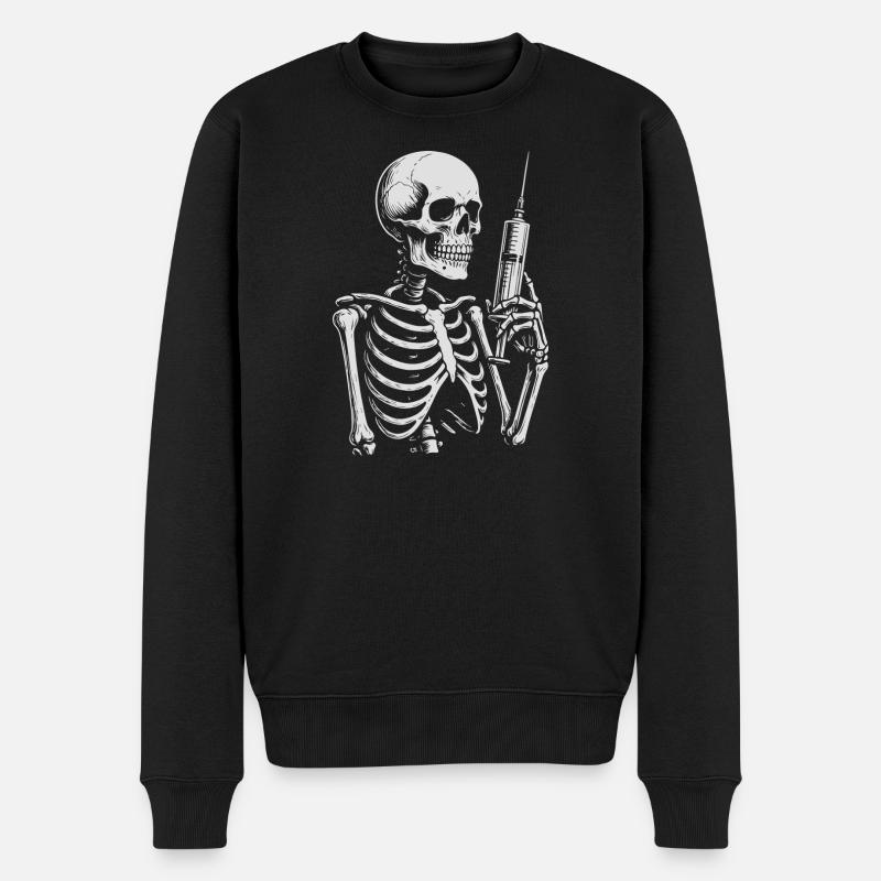 Skelettspritze Noir Tee - Männer Premium Bio Pullover - Schwarz