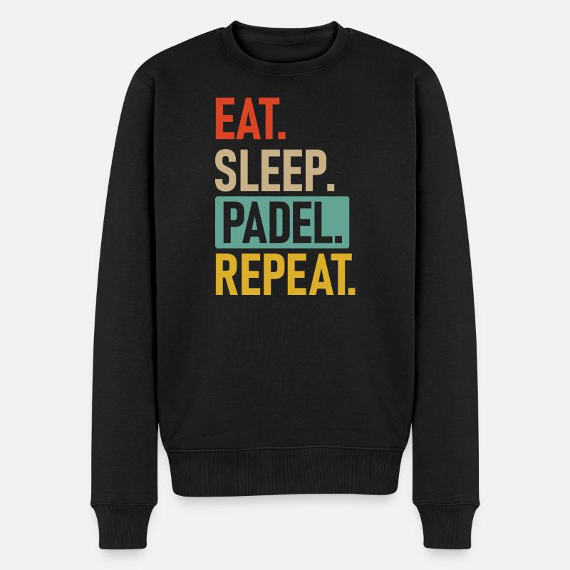 Padel | Eat.Sleep.Padel.Repeat. - Männer Premium Bio Pullover - Schwarz