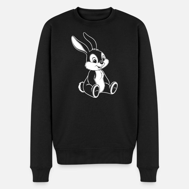 Lustiger Hase Süße Bunny Illustration - Männer Premium Bio Pullover - Schwarz
