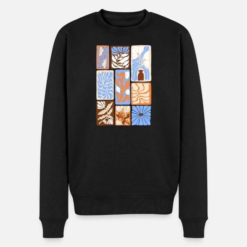 Motifs Botaniques Abstraits - Pull Premium bio Homme - noir