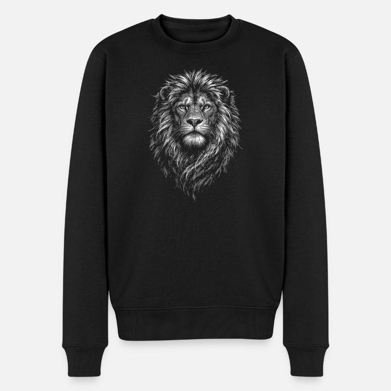 Löwe - Männer Premium Bio Pullover - Schwarz