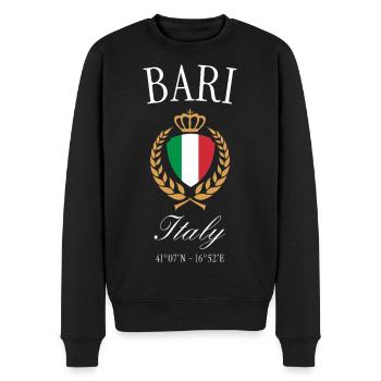 Bari Italien Wappen Krone – Reise Souvenir - Männer Premium Bio Pullover - Schwarz - Vorne - Nico (187cm)