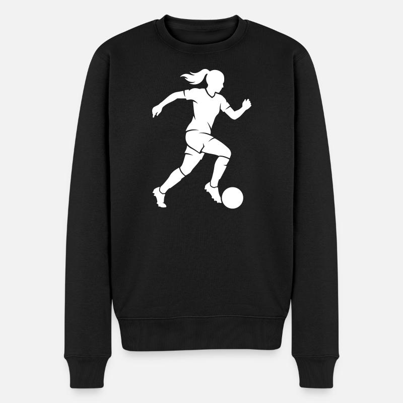 Fussballerin Fussball Silhouette - Männer Premium Bio Pullover - Schwarz