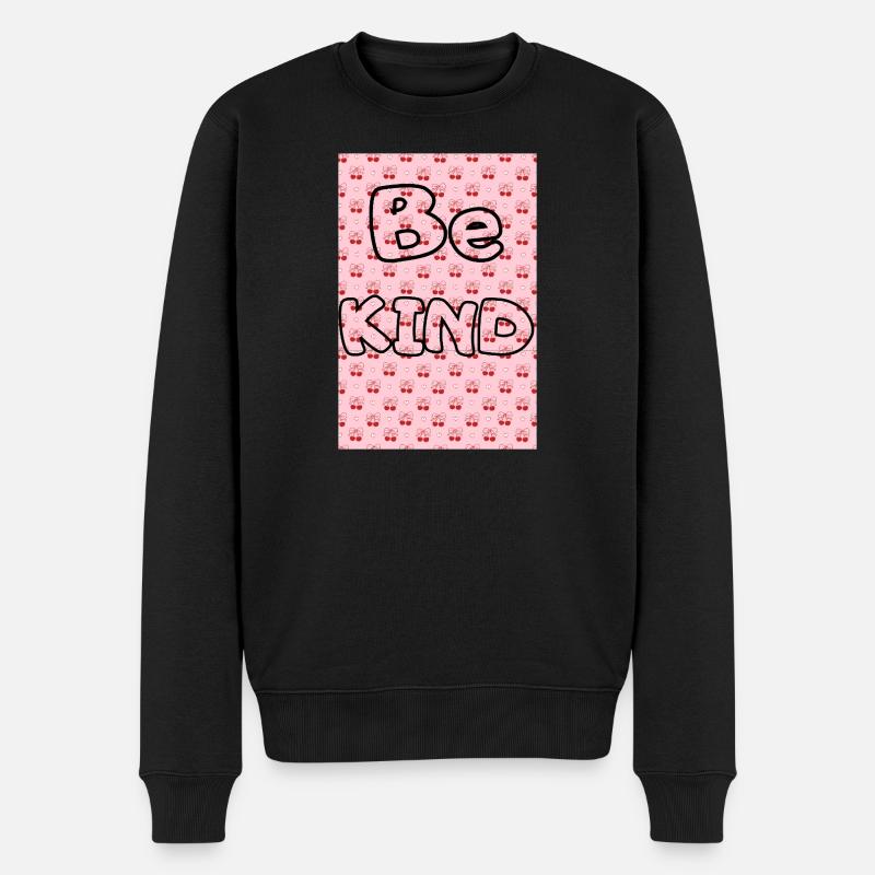 Be kind mit Kirschmuster - Männer Premium Bio Pullover - Schwarz